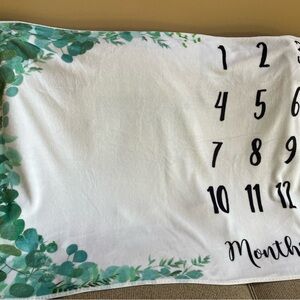 NOVO Baby Green and White Milestone Blanket